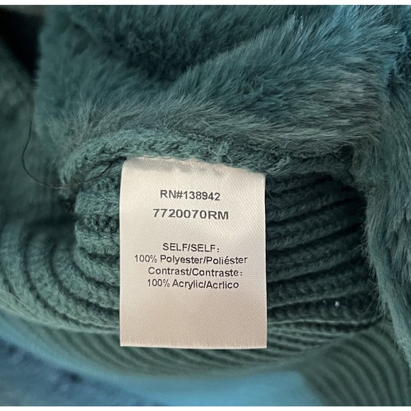 Twelfth Love Faux Suede Knit Faux Fur Open Front Jacket Womens Size‎ Small Teal - Picture 4 of 8